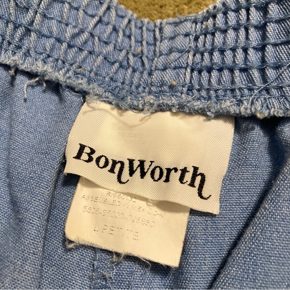 GUC BonWorth Vintage 90s Lightweight Denim Pull On Capri Blue Women's Size LP - Picture 7 of 9
